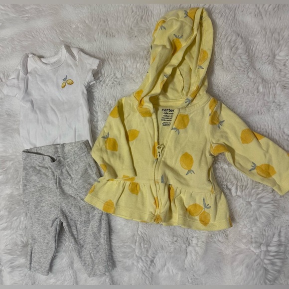 Carter's Other - Carter’s Child of Mine Newborn Lemon Hoodie Set 3-Piece Outfit 🍋